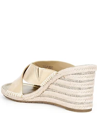 Michael Kors Kenzie Metallic Leather Espadrille Slide Wedge Sandals