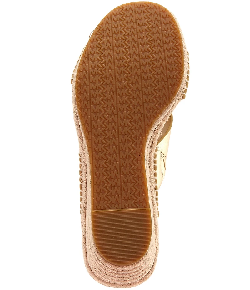 Michael Kors Kenzie Metallic Leather Espadrille Slide Wedge Sandals