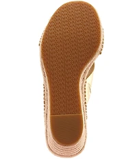 Michael Kors Kenzie Metallic Leather Espadrille Slide Wedge Sandals