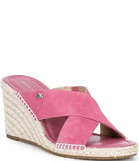 Michael Kors Kenzie Suede Espadrille Slide Wedge Sandals