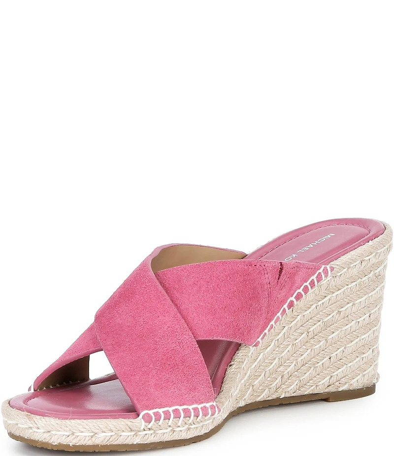 Michael Kors Kenzie Suede Espadrille Slide Wedge Sandals