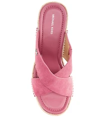 Michael Kors Kenzie Suede Espadrille Slide Wedge Sandals