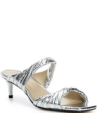 Michael Kors Kiana Mid Metallic Snake Embossed Leather Dress Slide Sandals