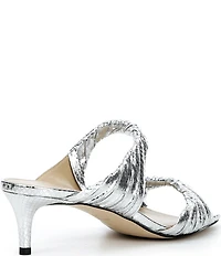 Michael Kors Kiana Mid Metallic Snake Embossed Leather Dress Slide Sandals