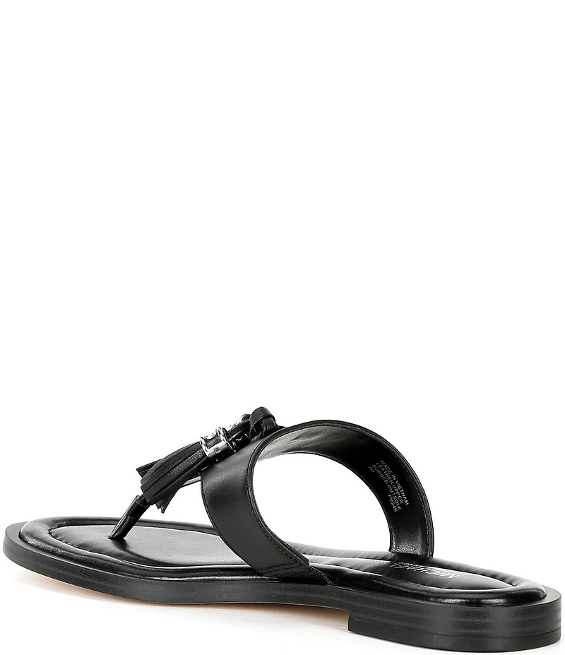 Michael Kors Kiernan Leather Tassel Thong Sandals