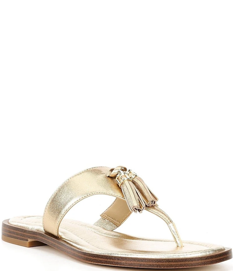 Michael Kors Kiernan Leather Tassel Thong Sandals