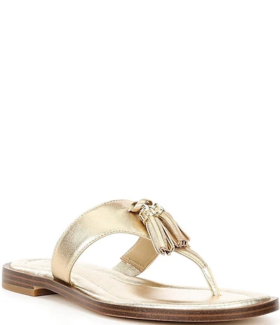 Michael Kors Kiernan Leather Tassel Thong Sandals