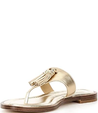 Michael Kors Kiernan Leather Tassel Thong Sandals