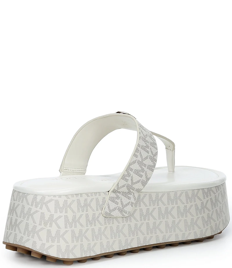 Michael Kors Koya Signature Logo Print Platform Thong Sandals