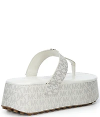 Michael Kors Koya Signature Logo Print Platform Thong Sandals