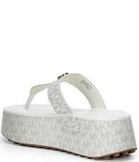 Michael Kors Koya Signature Logo Print Platform Thong Sandals
