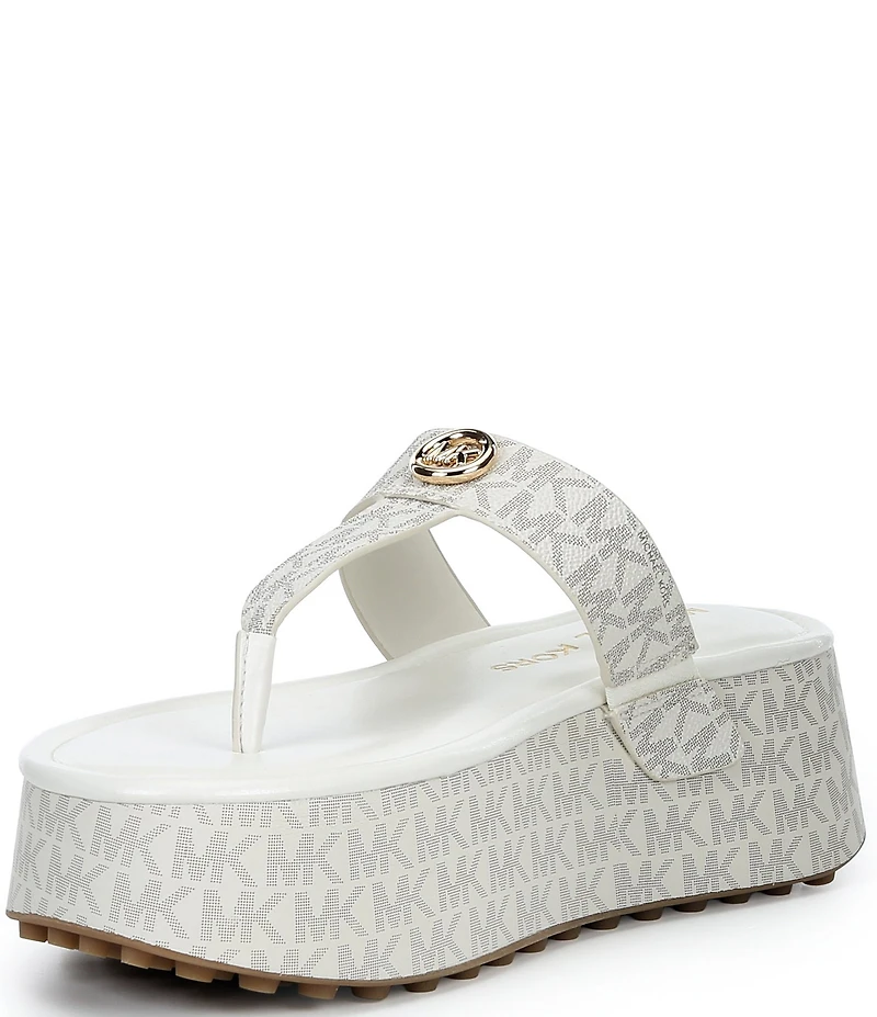 Michael Kors Koya Signature Logo Print Platform Thong Sandals