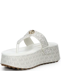 Michael Kors Koya Signature Logo Print Platform Thong Sandals