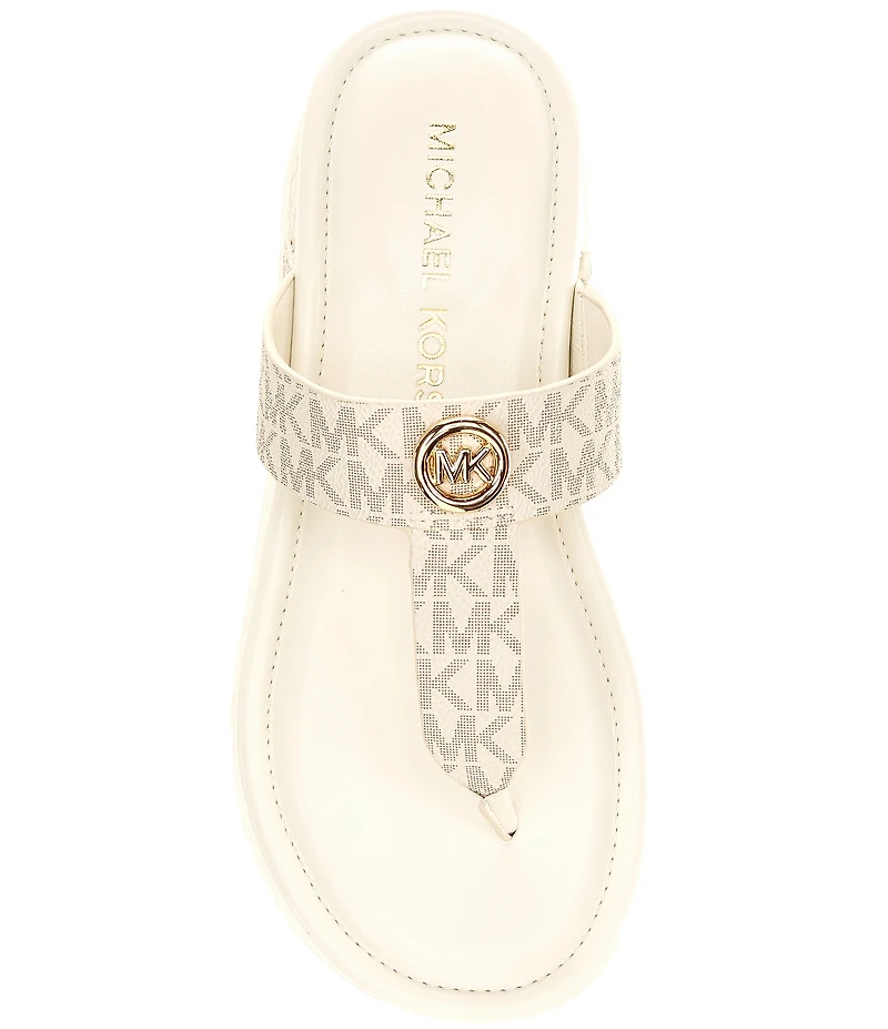 Michael Kors Koya Signature Logo Print Platform Thong Sandals