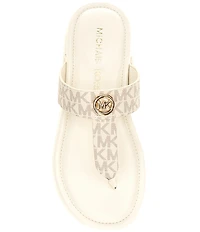 Michael Kors Koya Signature Logo Print Platform Thong Sandals