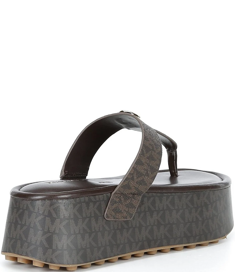 Michael Kors Koya Signature Logo Print Platform Thong Sandals