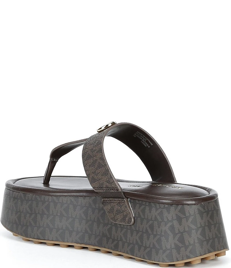 Michael Kors Koya Signature Logo Print Platform Thong Sandals