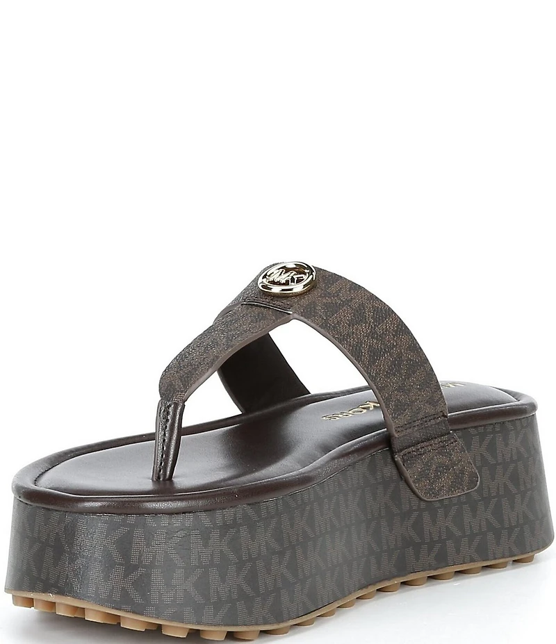 Michael Kors Koya Signature Logo Print Platform Thong Sandals