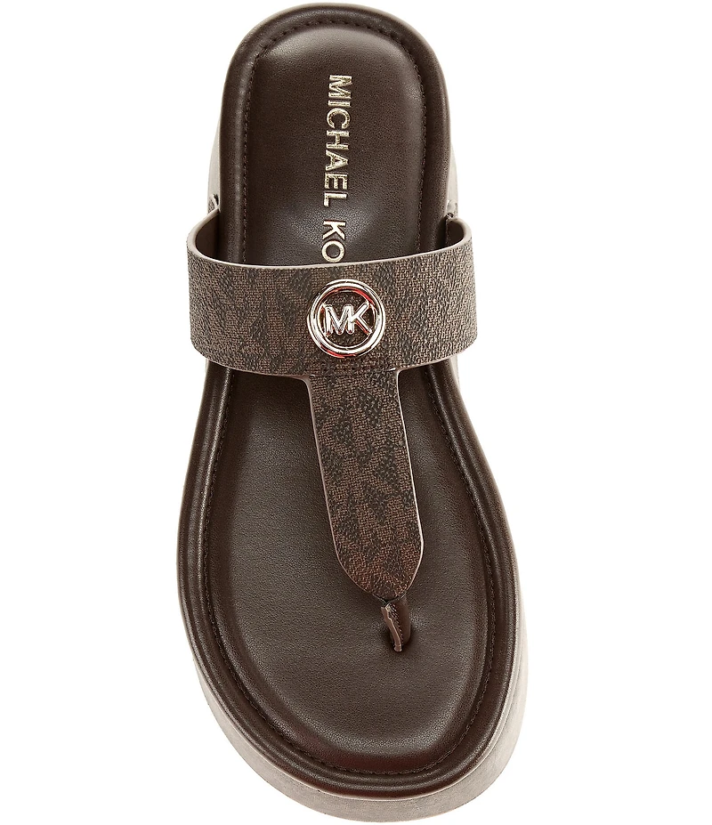 Michael Kors Koya Signature Logo Print Platform Thong Sandals