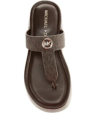 Michael Kors Koya Signature Logo Print Platform Thong Sandals