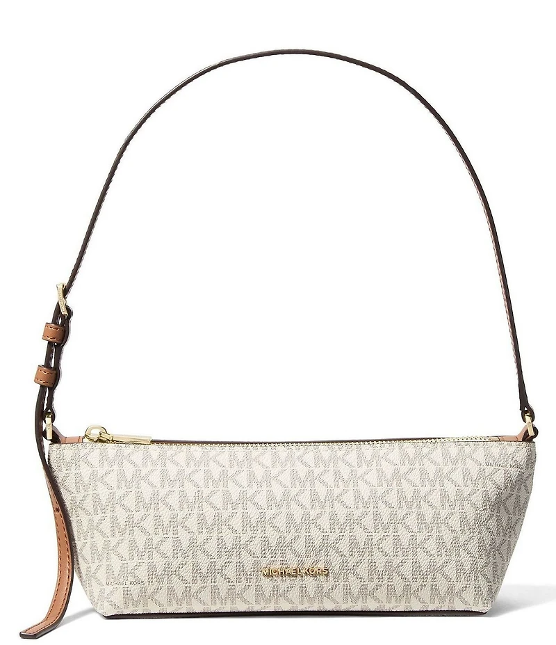 Michael Kors Laila Small East West MK Signature Logo Pouchette Bag
