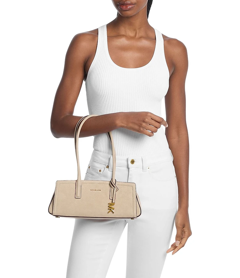 Michael Kors Laila Small East West Suede Double Handle Shoulder Bag