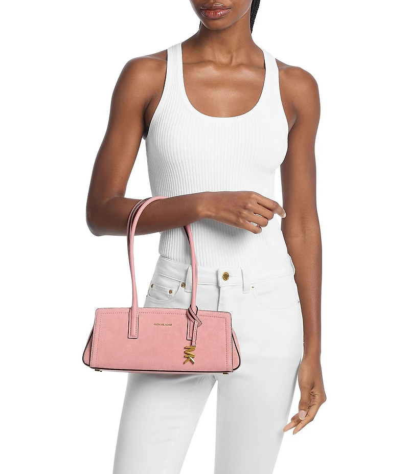 Michael Kors Laila Small East West Suede Double Handle Shoulder Bag