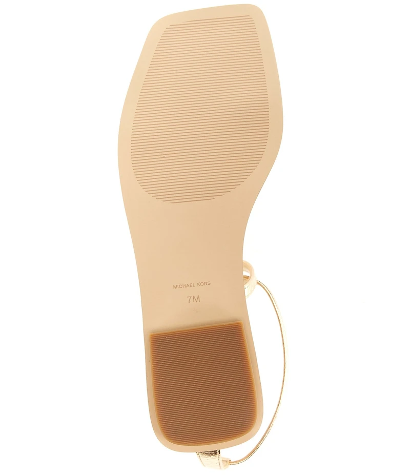 Michael Kors Lena Metallic Crushed Leather Bit Buckle Flat Sandals