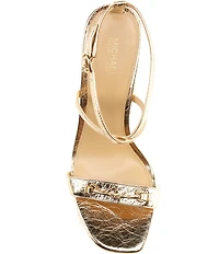 Michael Kors Lena Crushed Metallic Leather Strappy Bit Buckle Dress Sandals