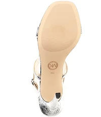 Michael Kors Lena Crushed Metallic Leather Strappy Bit Buckle Dress Sandals