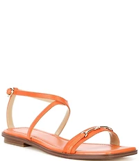 Michael Kors Lena Leather Bit Buckle Flat Sandals