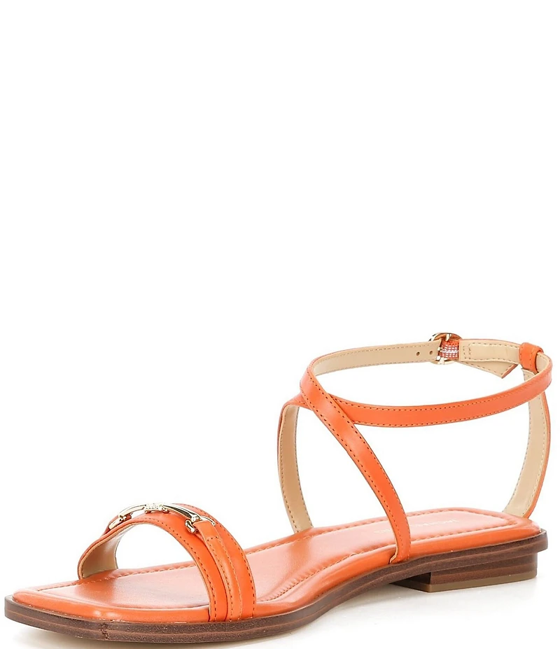 Michael Kors Lena Leather Bit Buckle Flat Sandals