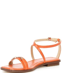 Michael Kors Lena Leather Bit Buckle Flat Sandals