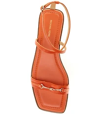 Michael Kors Lena Leather Bit Buckle Flat Sandals