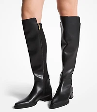 Michael Kors Lex Stretch Leather and Fabric Knee High Boots