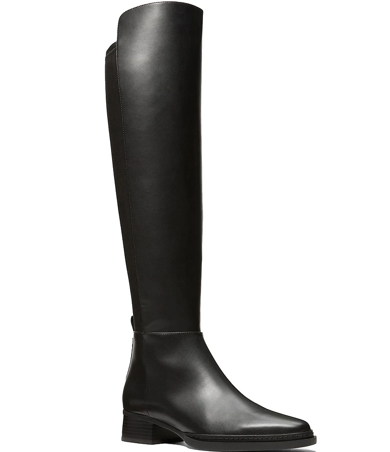 Michael Kors Lex Stretch Leather and Fabric Knee High Boots