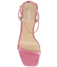 Michael Kors Liana Leather Ankle Wrap Heart Charm Stiletto Dress Sandals