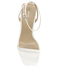 Michael Kors Liana Leather Ankle Wrap Heart Charm Stiletto Dress Sandals