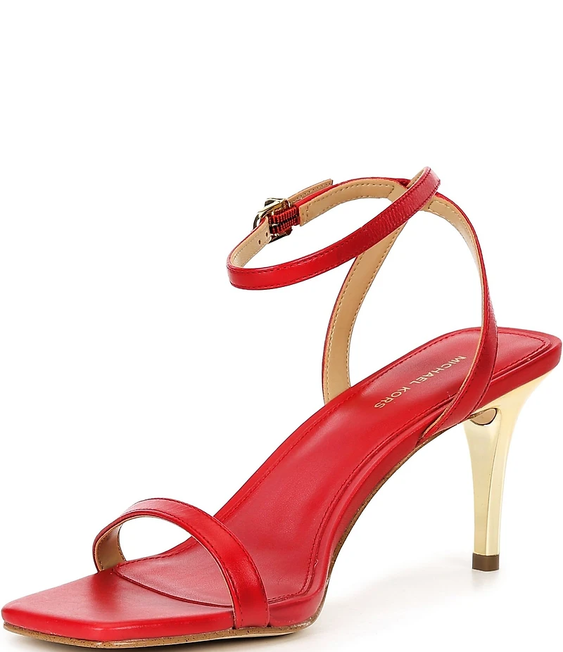 Michael Kors Liana Mid Leather Ankle Strap Stiletto Dress Sandals