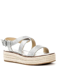 Michael Kors Lynn Glitter Leather Espadrille Platform Sandals