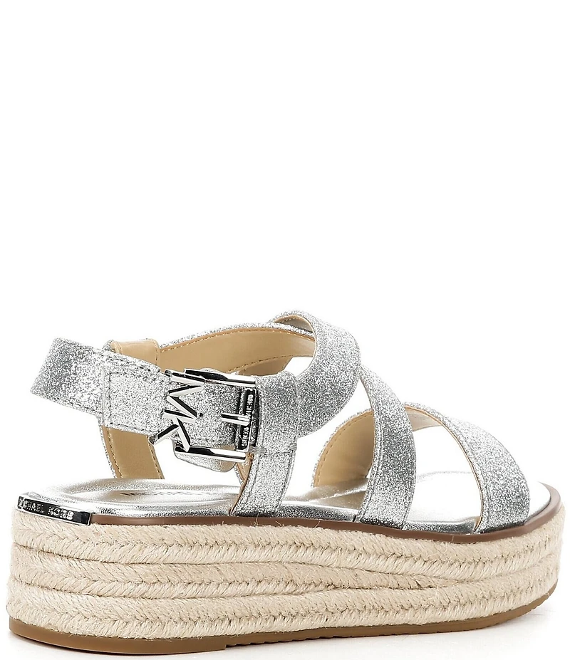Michael Kors Lynn Glitter Leather Espadrille Platform Sandals