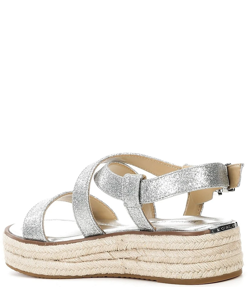Michael Kors Lynn Glitter Leather Espadrille Platform Sandals
