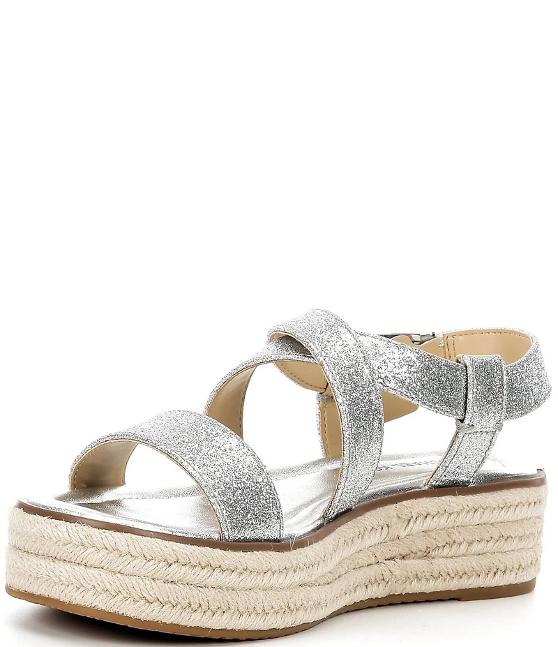 Michael Kors Lynn Glitter Leather Espadrille Platform Sandals