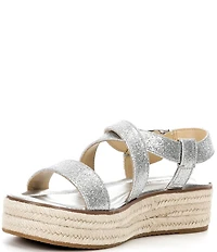 Michael Kors Lynn Glitter Leather Espadrille Platform Sandals