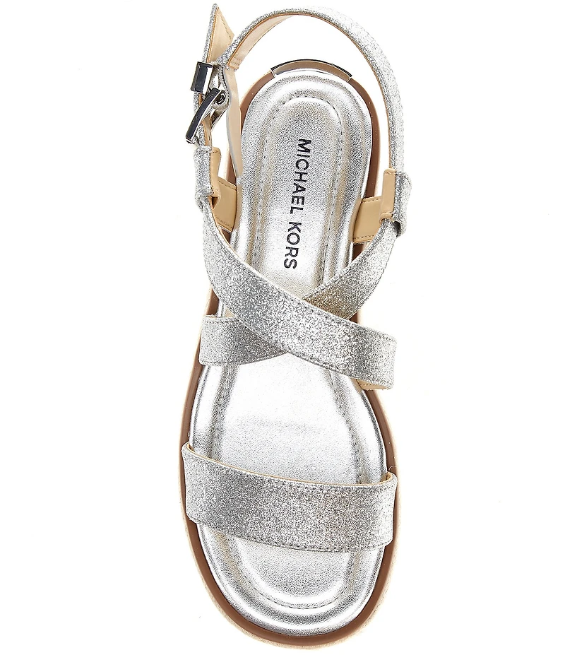 Michael Kors Lynn Glitter Leather Espadrille Platform Sandals