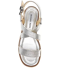 Michael Kors Lynn Glitter Leather Espadrille Platform Sandals