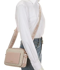 Michael Kors Maeve Large East West Pocket Contrast Trim Crossbody Bag