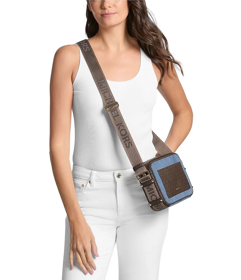 Michael Kors Maeve Large Denim Pocket Crossbody Bag
