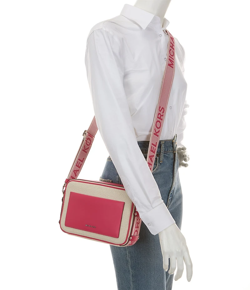 Michael Kors Maeve Large EW Pocket Two Tone Canvas Crossbody Bag