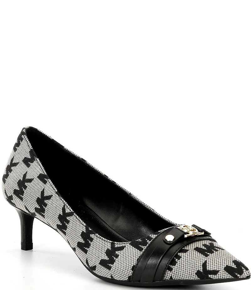 Michael Kors Mandy Flex Jacquard Logo Kitten Heel Pumps